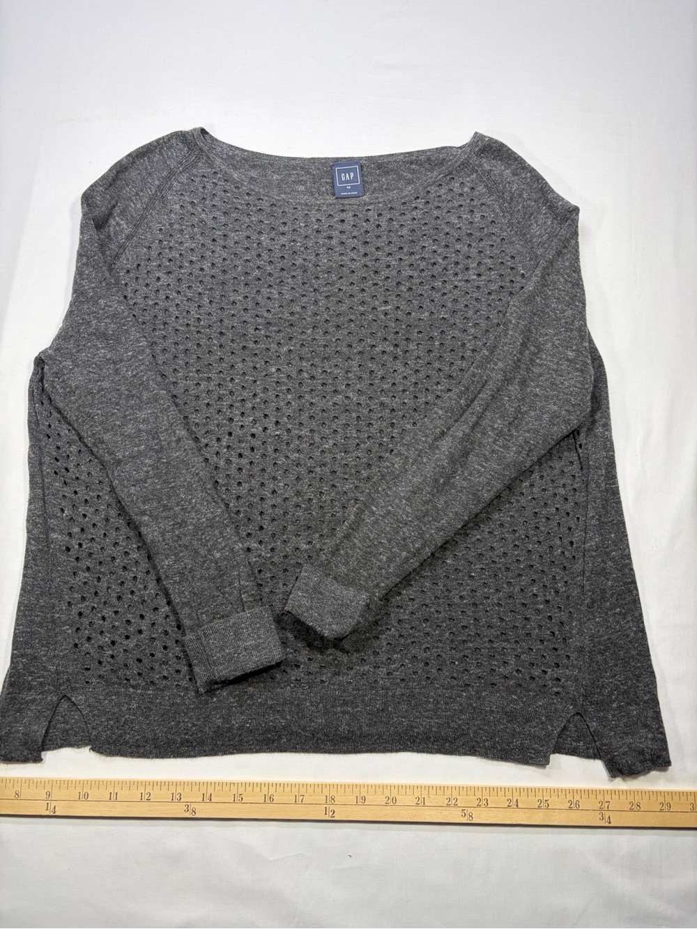 GAP Women's Dark Gray Open-Knit Scoop Neck Sweater